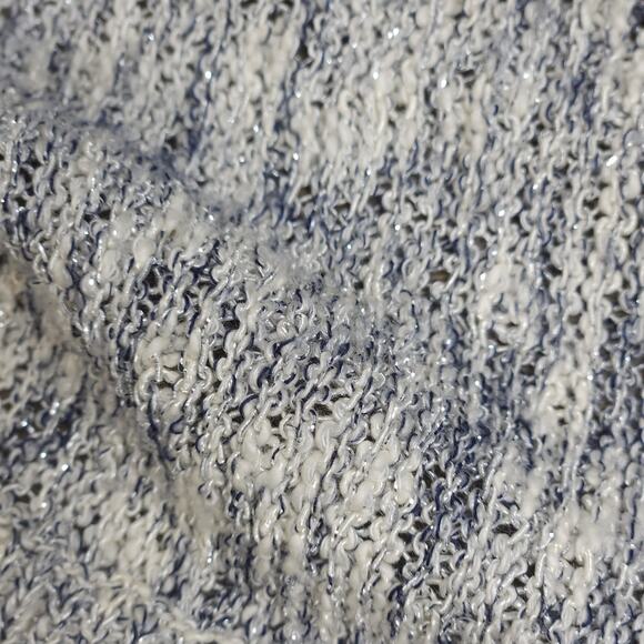 Loft Womens Long Sleeve Blue Metallic Grey Open Front Knit Cardigan Size Large - Picture 5 of 10